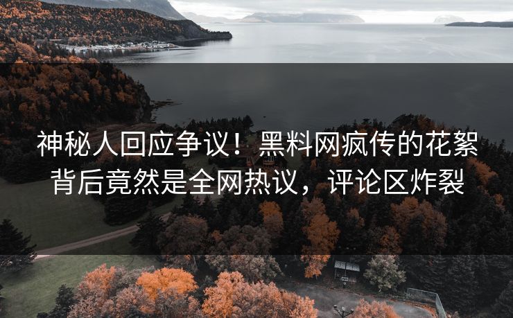 神秘人回应争议！黑料网疯传的花絮背后竟然是全网热议，评论区炸裂
