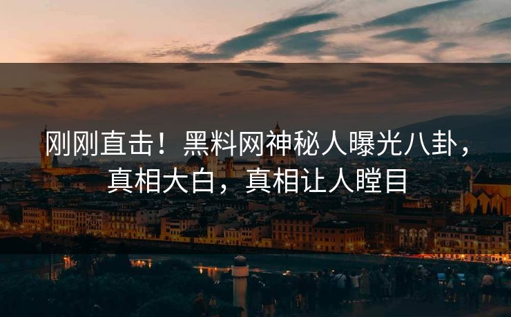 刚刚直击！黑料网神秘人曝光八卦，真相大白，真相让人瞠目