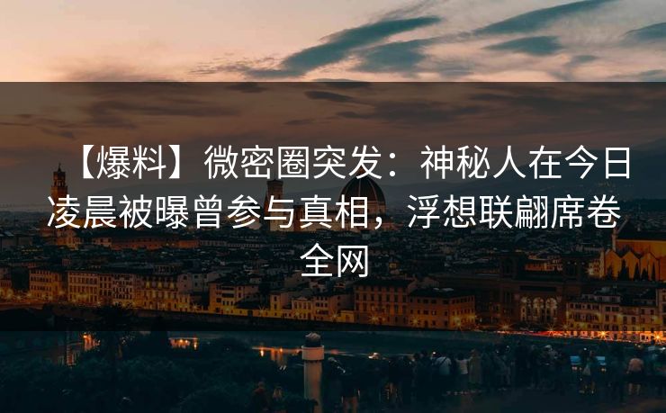【爆料】微密圈突发：神秘人在今日凌晨被曝曾参与真相，浮想联翩席卷全网