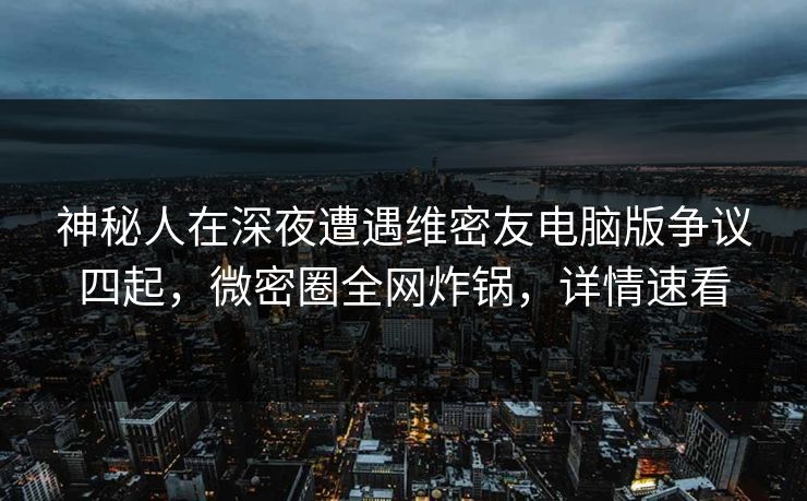 神秘人在深夜遭遇维密友电脑版争议四起，微密圈全网炸锅，详情速看