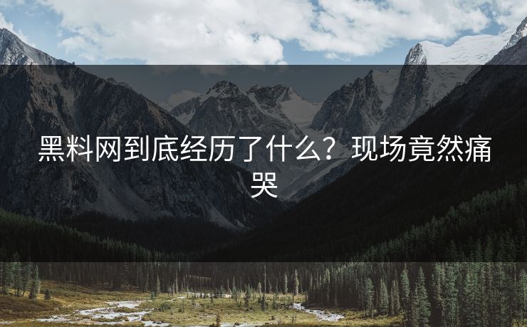 黑料网到底经历了什么？现场竟然痛哭
