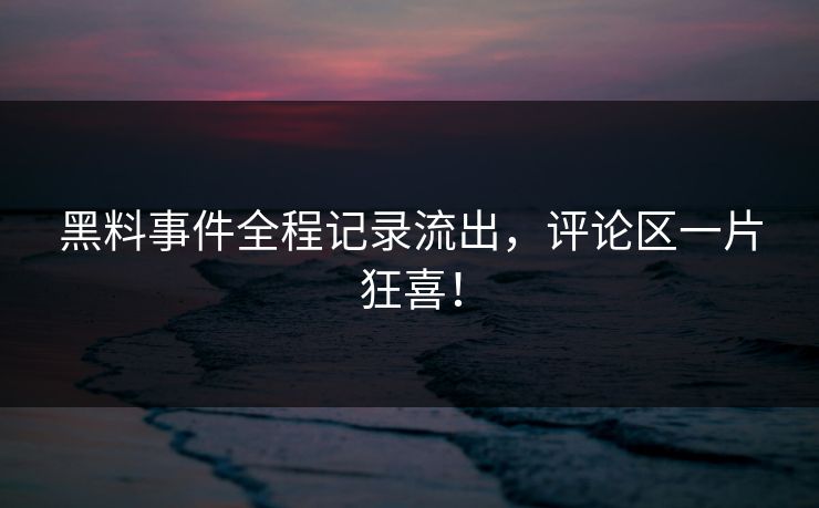 黑料事件全程记录流出，评论区一片狂喜！