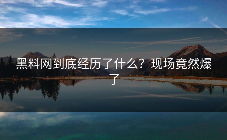 黑料网到底经历了什么？现场竟然爆了