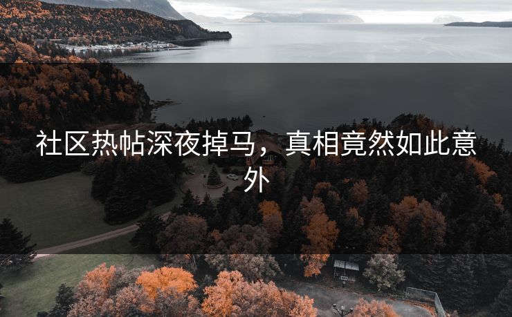 社区热帖深夜掉马，真相竟然如此意外
