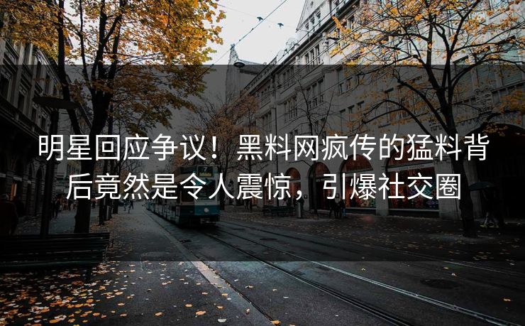 明星回应争议！黑料网疯传的猛料背后竟然是令人震惊，引爆社交圈