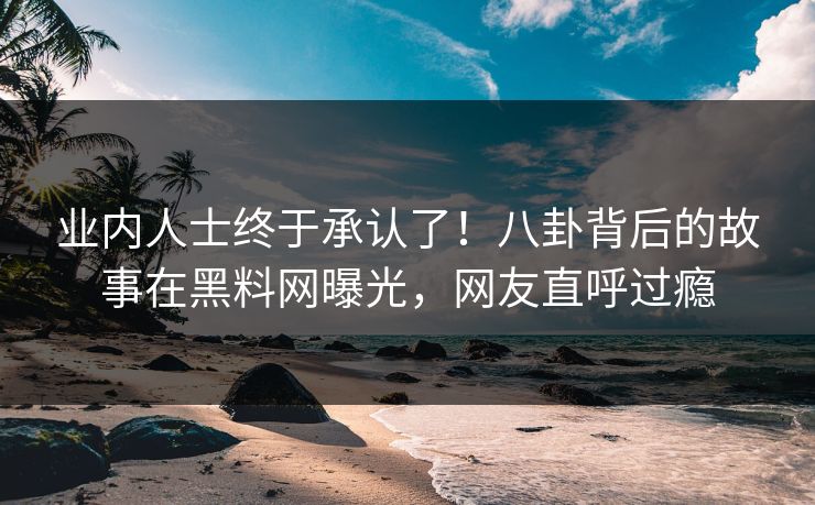 业内人士终于承认了！八卦背后的故事在黑料网曝光，网友直呼过瘾