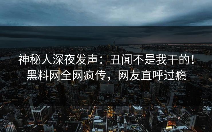 神秘人深夜发声：丑闻不是我干的！黑料网全网疯传，网友直呼过瘾