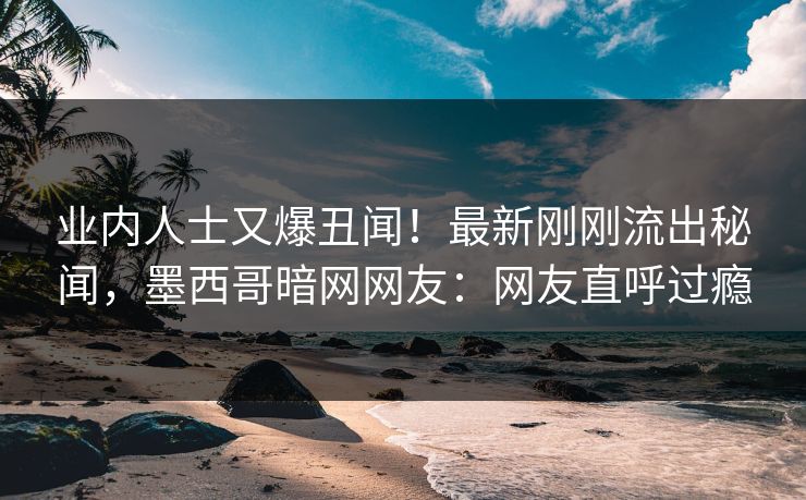 业内人士又爆丑闻！最新刚刚流出秘闻，墨西哥暗网网友：网友直呼过瘾