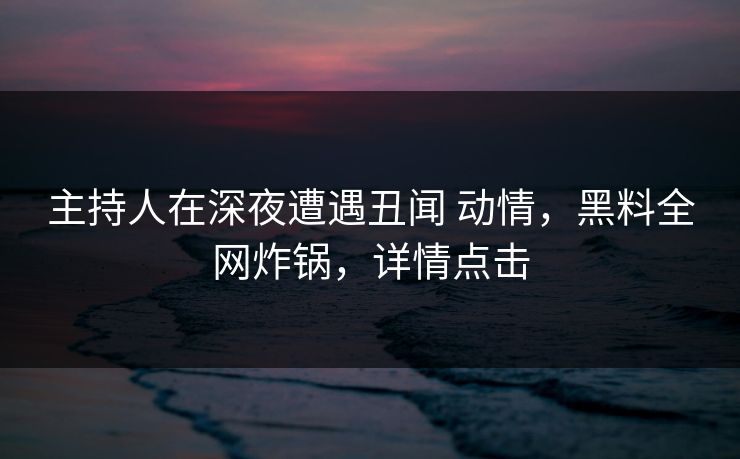主持人在深夜遭遇丑闻 动情，黑料全网炸锅，详情点击
