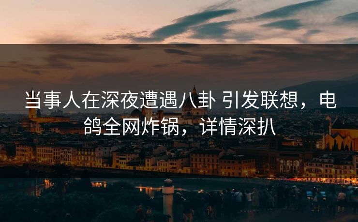 当事人在深夜遭遇八卦 引发联想，电鸽全网炸锅，详情深扒